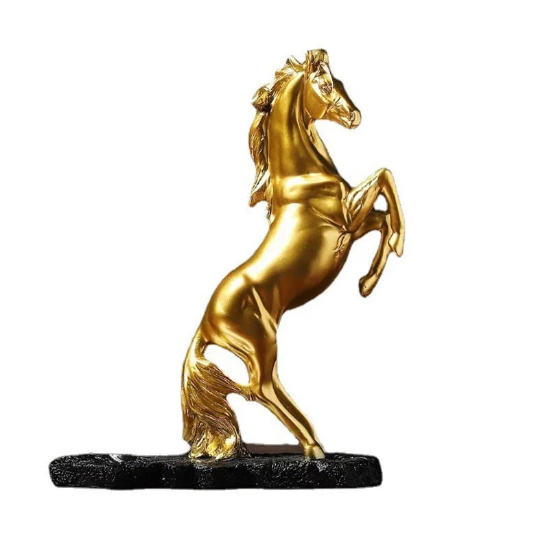 Resin Golden Warhorse Wine Rack Figurines Horse Bottle Holder Storage Decoration Accessorie Collection Home Interior Item