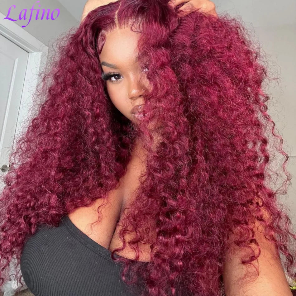 NEW Arrivals 8-36Inches Wet And Wavy 99j Lace Frontal Brazilian Wig Human Hair Burgundy 13x6 HD Lace Frontal Human Natural Hair Wig Red Curly Lace Front Human Hair Wigs