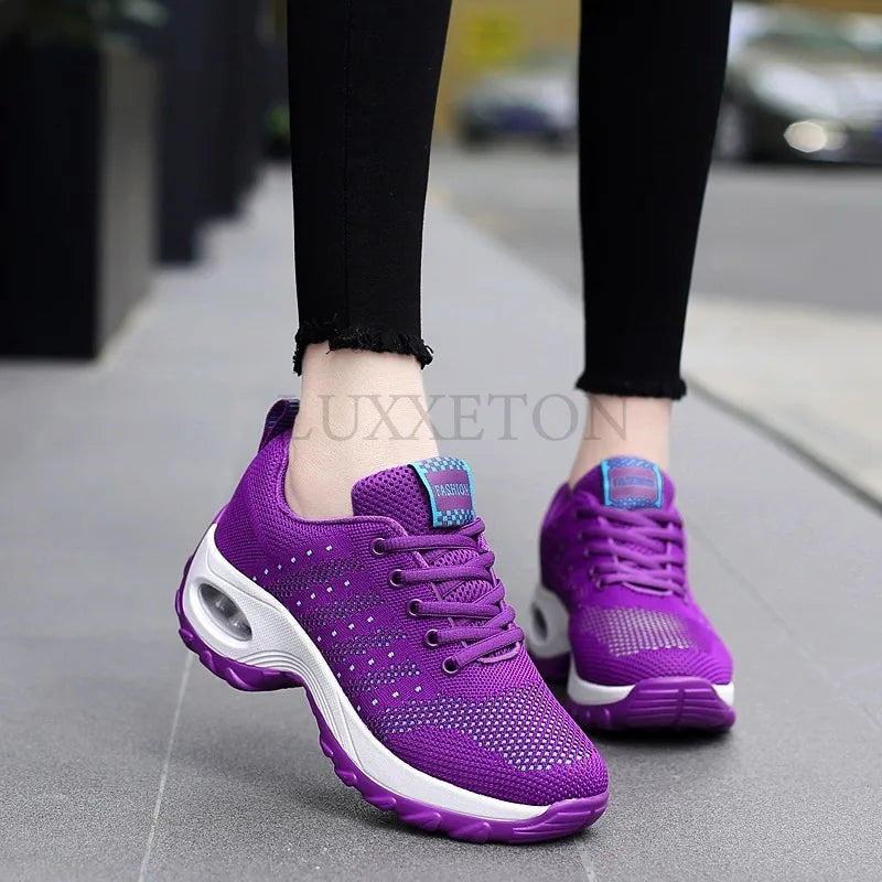 Woman Sneakers Fashion Casual Shoes Summer Air Cushion Mesh Female Shoes Comfortable Breathable Heightening Sneakers for Women