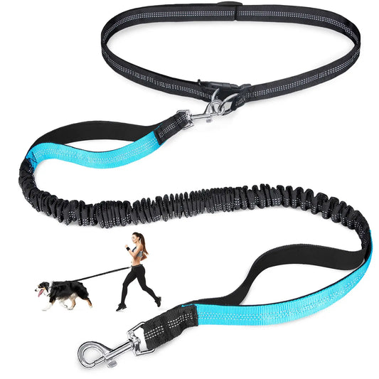 NEW Arrivals 2 in 1 Set Hands Free Dog Leash, Adjustable Waist Leash for Dog Handle Bungee with Reflective Stitches Outdoor Walking Hiking Running Leash Pets Accessories