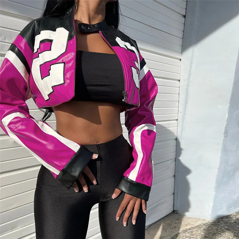 NEW Arrivals 5 Colors Fashion Cardigan Personality Street Zipper Long Sleeve Slim Fitted Mind Ring Baring Motorcycle Coat Women Evening Night Clubwear Jacket Girls Casual Fashion Clothing Supplies