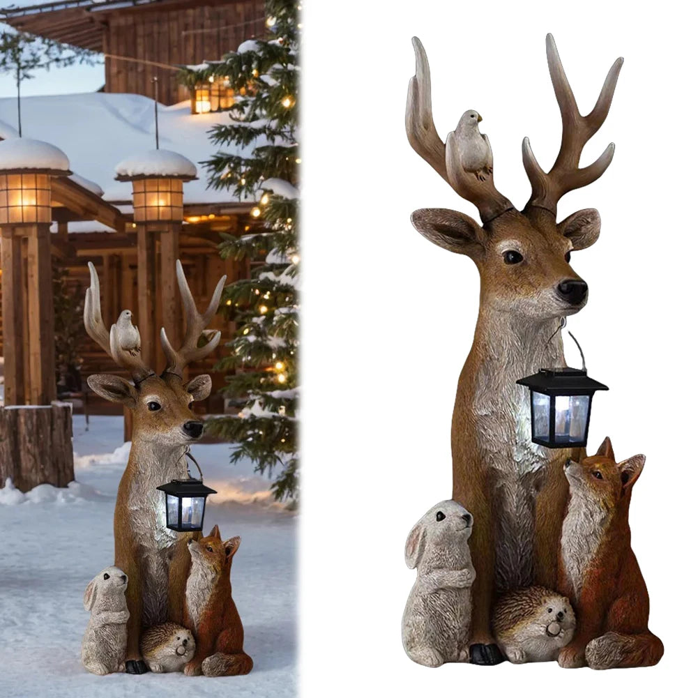 NEW Arrivals Solar Christmas Deer Decoration Light LED Reindeer Elk Luminous Sculptures Garden Lawn Outdoor Garden Courtyard Lawn  Christmas Ornaments New Year Eve Decor Accessories Set Supplies