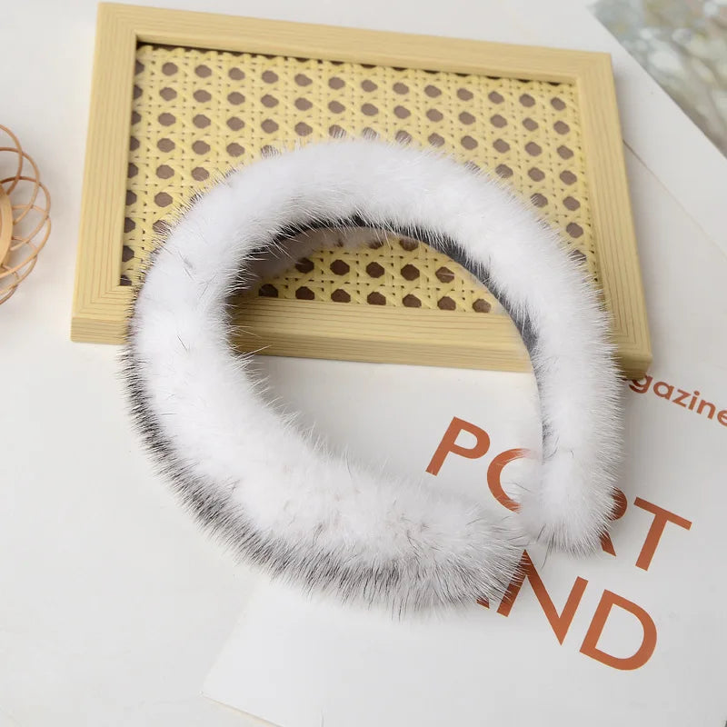 10 Colors Hot Sale Women Luxury winter 100% Real Mink Fur Headbands High Quality Real Fur Hair Band Lady Fashion Hair Hoop Furry Gift