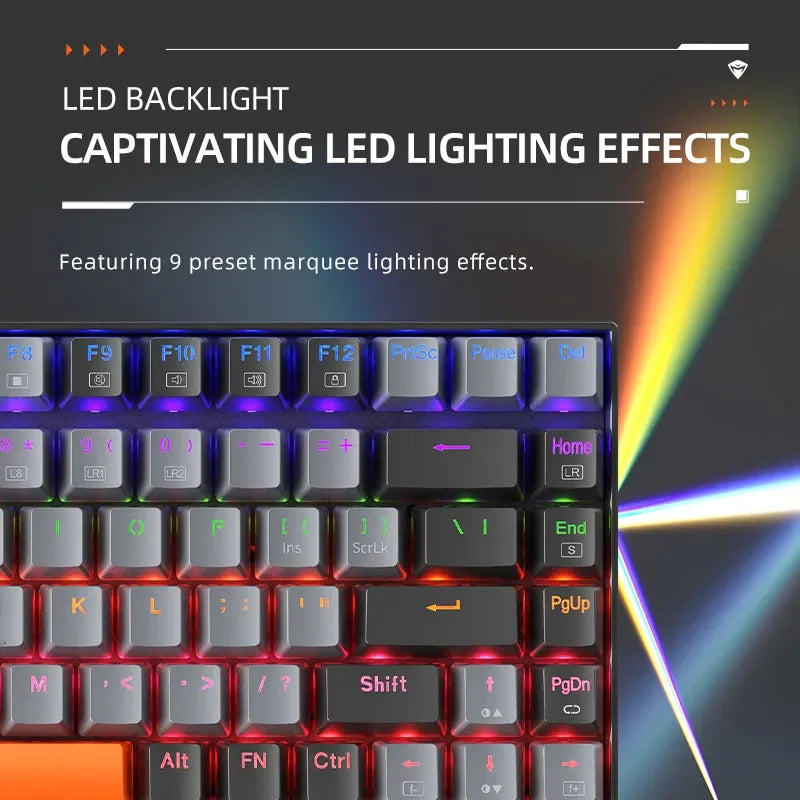 NEW Arrivals  K500A-B84 Mechanical Desktop Keyboard 75% TKL Hot-Swappable Wired Gaming Keyboard 6-Color Backlit 84 Keys For PC Gamers Laptop Accessories Supplies Electronics Computer Products