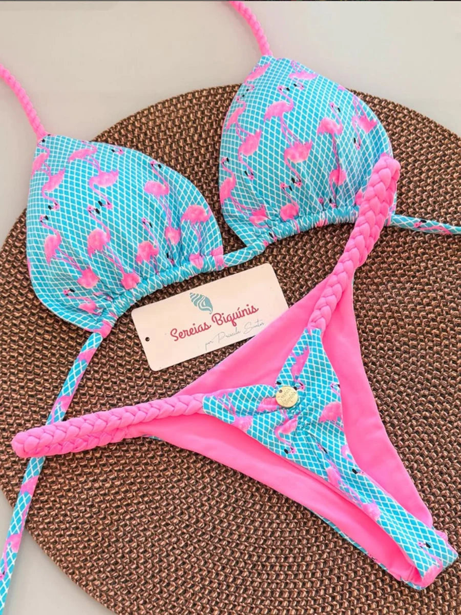 Micro Bikinis 8 Colors Women Swimsuit New Sexy Swimwear Halter Bikini Set Brazilian Biquini Female Thong Beachwear Party Wear