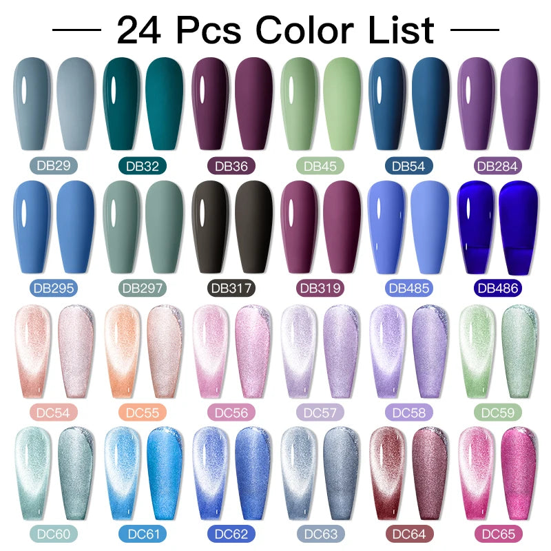 NEW Arrivals 24/40.120PCS Set Colors Gel Nail Polish Set Semi Permanent Hybrid Gel Varnish Set Base Top Coat Soak Off UV LED Nail Gel Kits Manicure Pedicure Accessories Nail Care Tools Sets Cosmetic Supplies