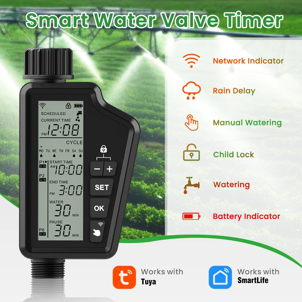 WiFi Timer Smart Dual Water Timer Garden Farm Irrigation Controller Program Timer  Irrigation Timed Watering Valve