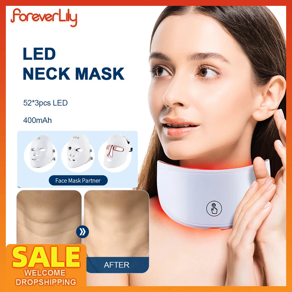 Neck Led Mask Anti-Aging Mask Skin Tightening Lifting Neck Beauty Device Brighten Skin Rejuvenation Improve Neck Muscle Sagging Women Skin Care Accessories Beauty Salon Supplies