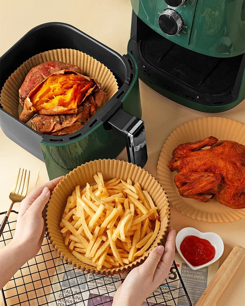 Round Air Fryer Paper Disposable Non-Stick Air Fryer Baking Papers Microwave Oven Pot Oil Absorbing Basket Kitchen Accessories