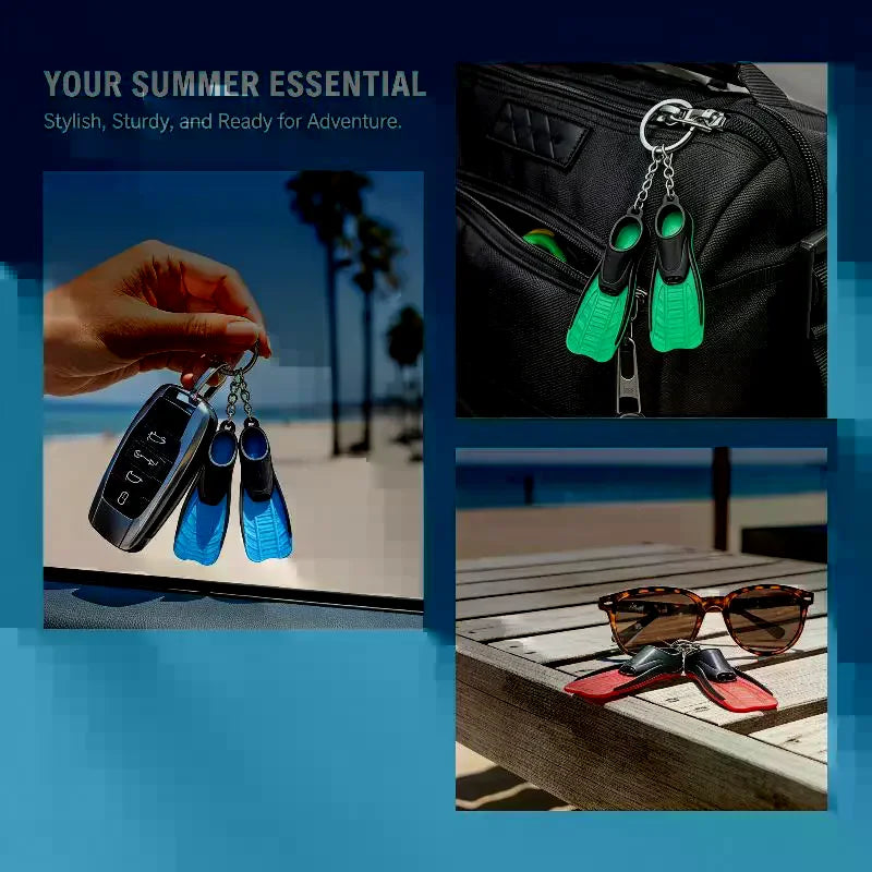 Realistic Diving Flipper Keychain Soft Silicone Key Ring Lightweight Decor Accessory for Diving Lovers Bag Car Key Water Sports Gifts