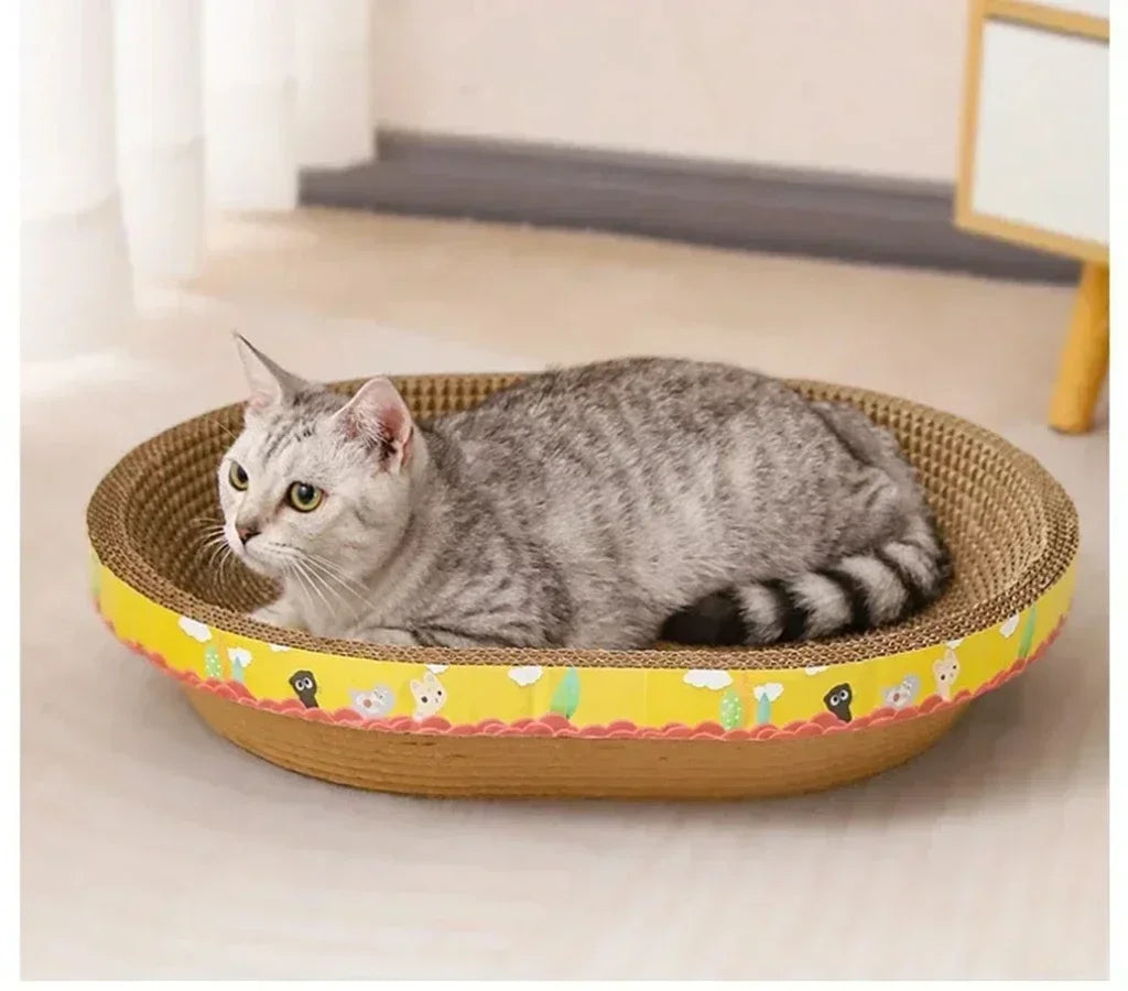 Cat Scratching Board Protect Furniture Grinding Claw Toys Oval Corrugated Paper Wear-Resistant Cat Nest Cat Accessories