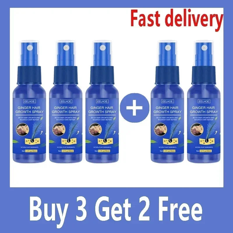 NEW Buy 5 Get 5 Free Ginger Hair Growth Spray Anti Hair Fall Hair Loss Treatment Growth Essence Oil for Men Women Hair Care Supplies