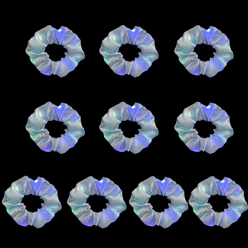 1/10/20 PCS Set LED Luminous Earrings Scrunchies Glowing Hairband Girl Light Up Hair Scrunchy Rave Festival Party Night Clubwear Headwear Supplies Hair Accessories