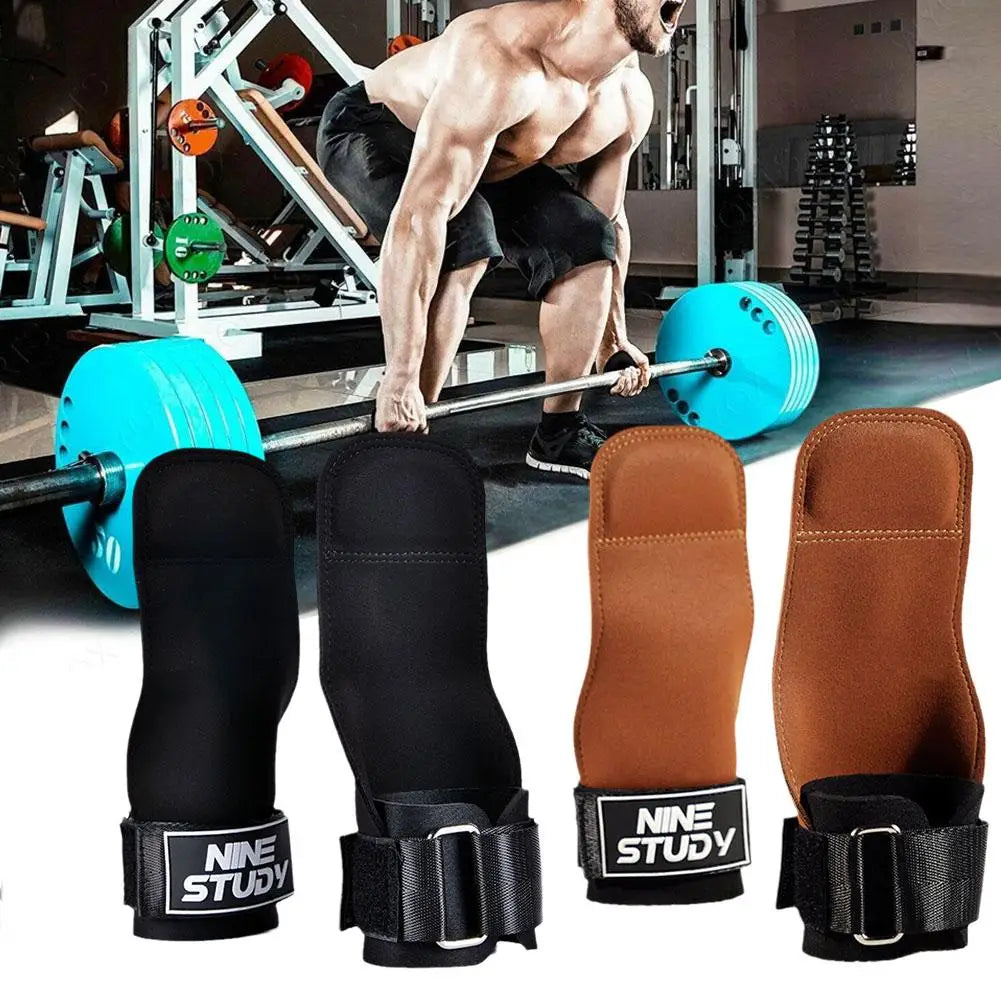 Bench Press Weight Lifting Wrist Hooks Straps Deadlift Gloves and Grip Pads for Fitness Gym Training Dumbbell Pull-Up