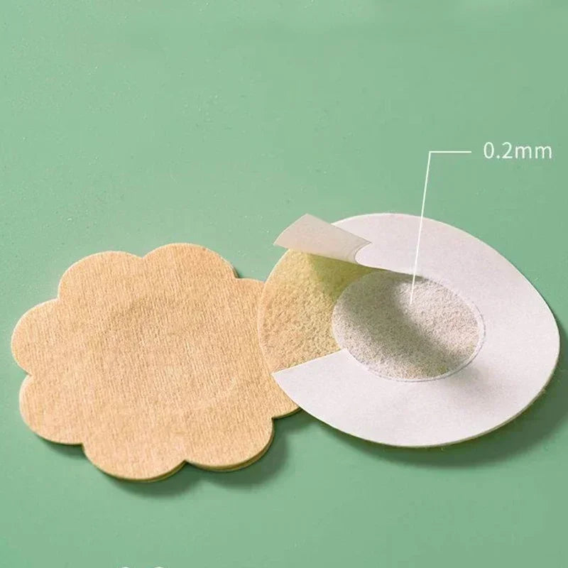 200 PCS Set Round/Flower Type Nipple Sticker Disposable Invisible Chest Sticker Non-Woven Bra Breast Patch Bra-Less Pasties Pad Nipple Cover Sticker Women's Underwear Accessory Sets