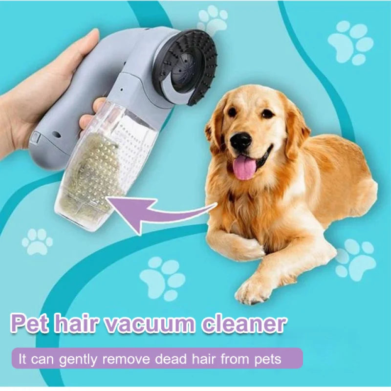 Portable Electric Cat and Dog Hair Vacuum Massage Clean Dual Purpose Portable Pet Vacuum Cleaner