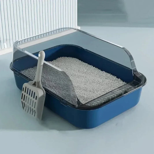 Open Cat Litter Box Thickening Kitty Sandbox Semi-Enclosed High Side Splash Proof Pet Bedpans with Litter Scoop Cat Supplies