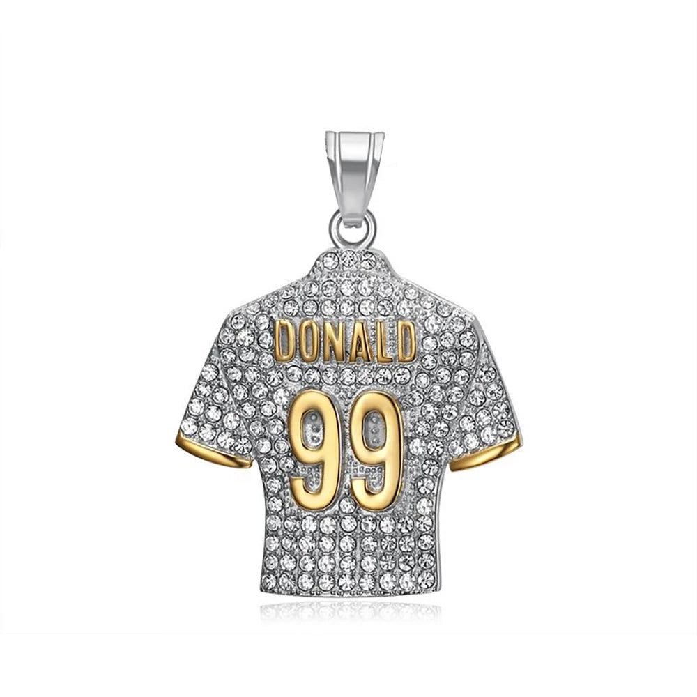 Fashion Football Jersey Messi Cristiano Ronaldo Neymar Mbappé Harland Rhinestone Necklaces + 60cm Gold Chain Men Stainless Steel Soccer Fans Hip Hop Jewelry Accessories