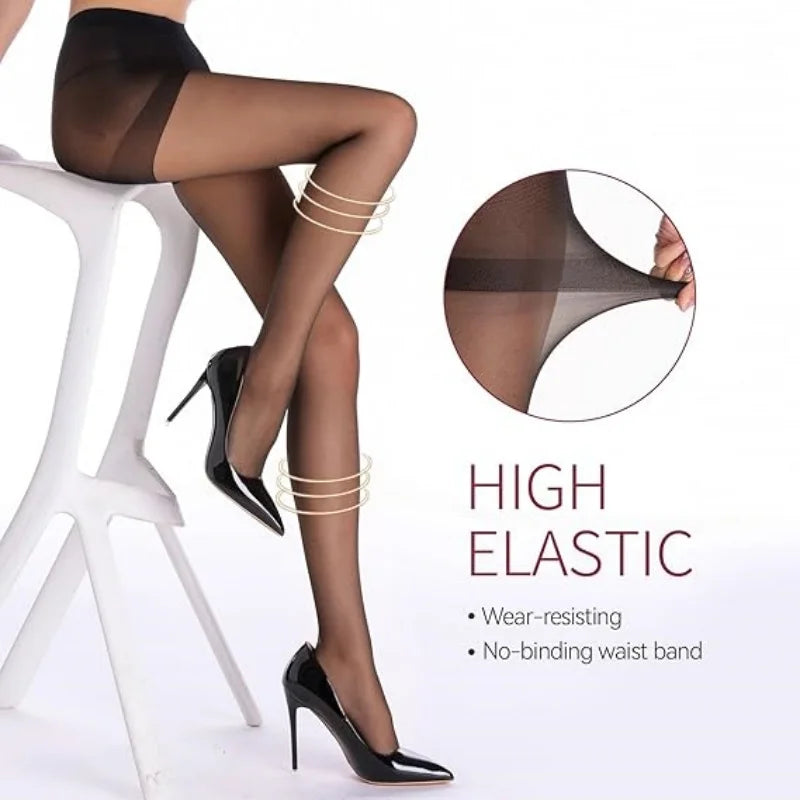 2 Pcs Set Female  High Elasticity Anti Hook Wire Stockings Women Sheer Tights with Control Top 20D Nylon Good Elastic Pantyhose