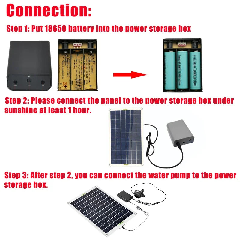 NEW Arrivals 800L/H Solar Water Pump 12V Brushless 50W Solar Panel Power Storage Energy-Saving Aquarium Tank Pump Working Constantly Home Outdoor Indoor Supplies