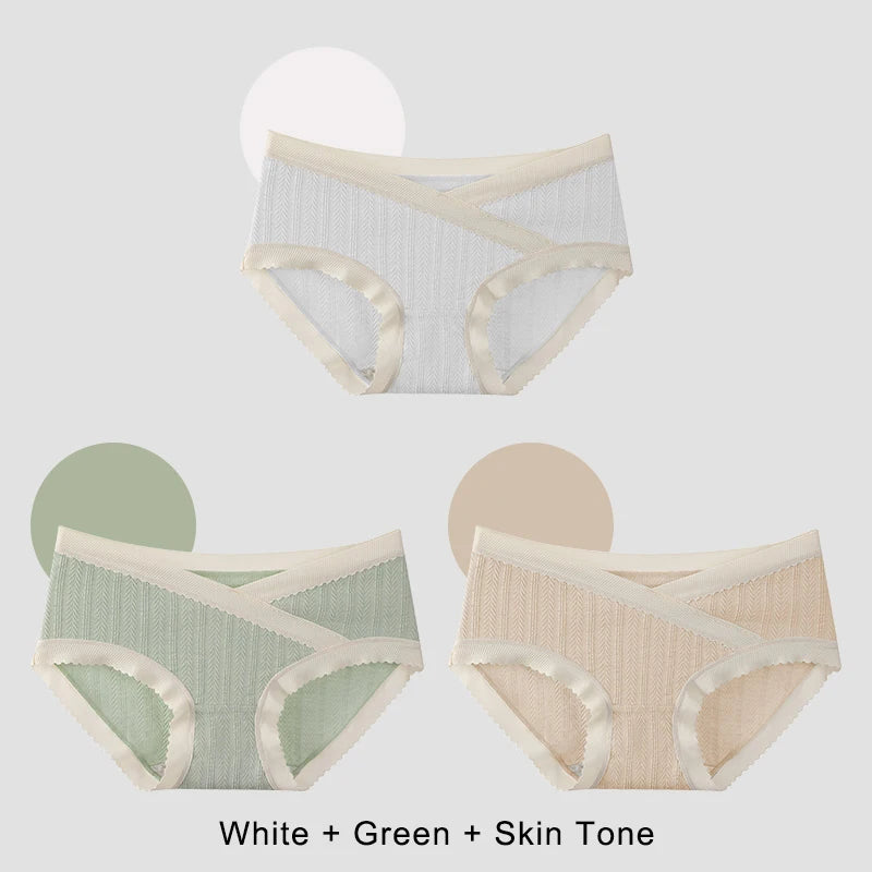 3PCS Set M-2XL Plus Size Soft Cotton Briefs V-Shaped Abdominal Support Under Panties Pregnancy Childbirth Female Underwear Pregnant Woman Women's Panties