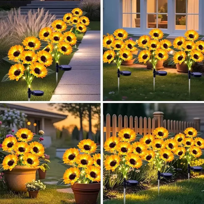 NEW Arrivals 6 PCS Set (36 Heads) Solar Garden Lights Outdoor Solar Sunflower LED Smart Light Sensor Lamp Decor Lawn Lamp for Outside Yard Pathway Garden Lawn Pathway Home Lighting Accessory Sets