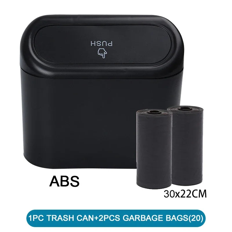NEW Blue/White Color Car Trash Can (with Lid) Contains 60 (300) Garbage Bags, Small Car Trash Can, Leak-Proof Mini Car Cleaning Accessories