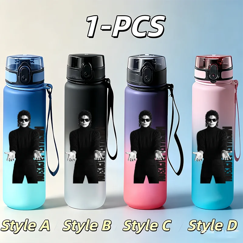 Michael Jackson Fans Character 650ml NEW Cool Gradient Water Cup, Vacation Gift, Portable Outdoor Travel Running Gym Cycling Water Bottle Sports Accessories Gifts