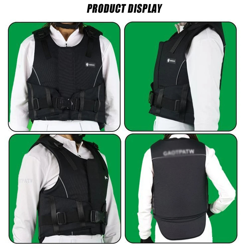 Adults and Children XS-2XL Size Specialized Horse Riding Vest  Professional Equestrian Rodeo Equestrian Safety Vest Intensification Rider Body Protectors Adult Kid Unisex Sports Apparel Accessories