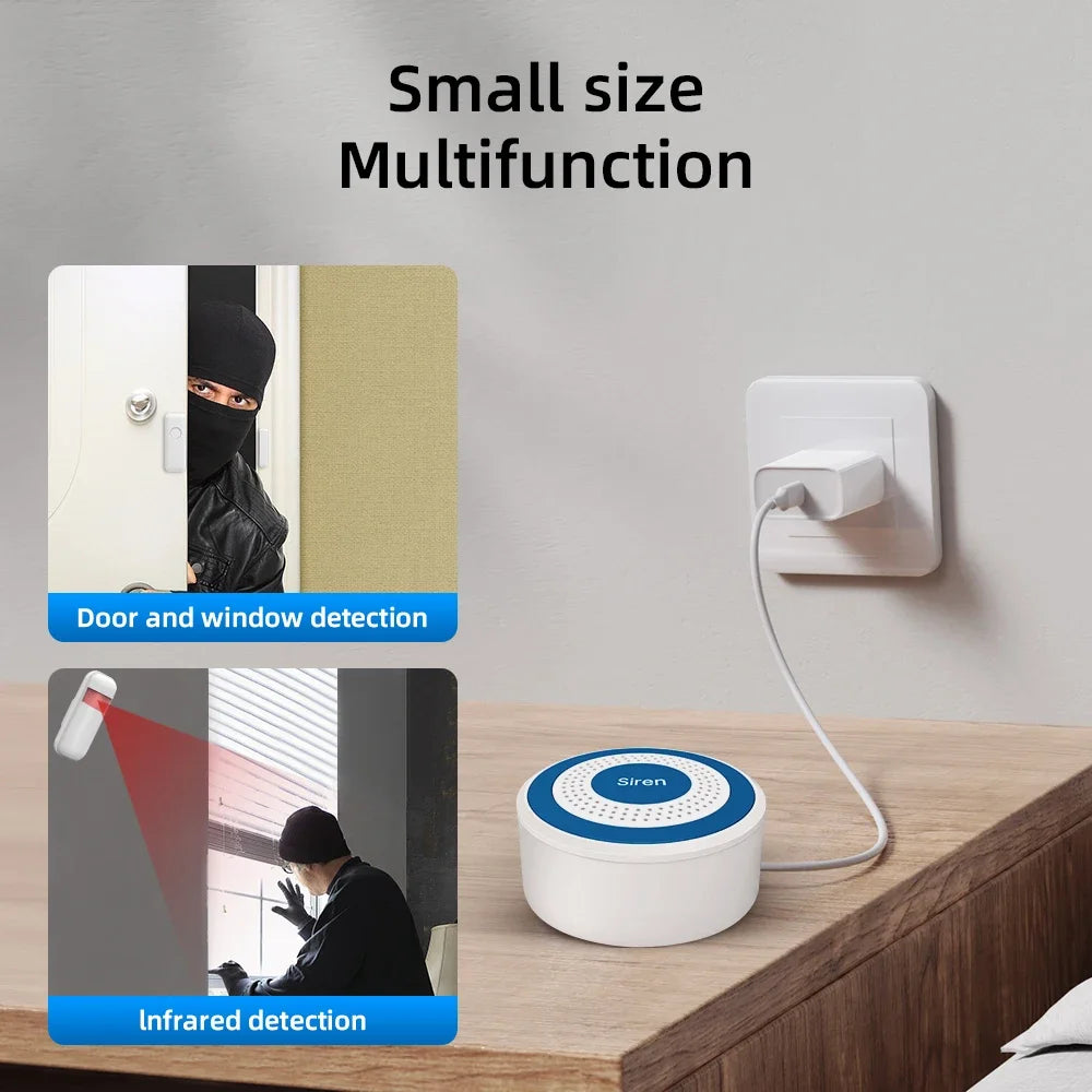 NEW Arrivals Mini Alarm Siren Wireless 433MHz Sound & Light Indoor Strobe Siren High Decibel Horn Siren For Home Security Alarm System