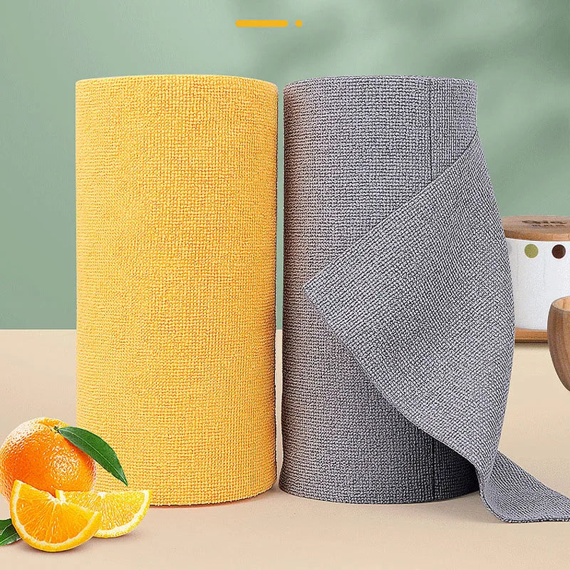 NEW Arrivals 20PCS/Rolls 25x25CM 8 Colors Reusable Cleaning Wipe Household Kitchen Cloth Microfiber Towel Rolls Dish Rags Wash Paper Towel Replacement Car Home Office Cleaning Tools
