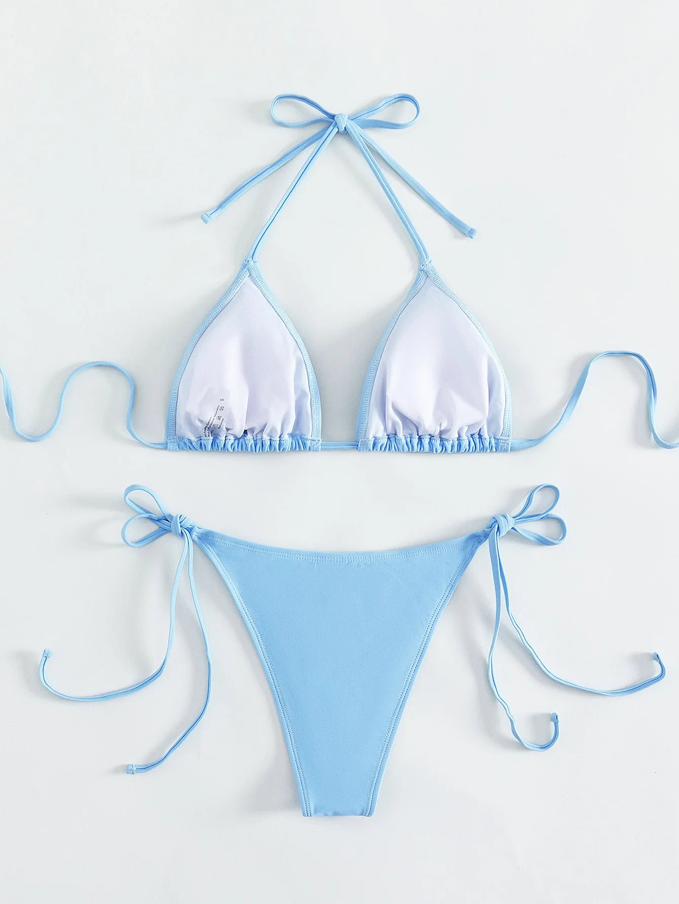 Light Blue Big Rhinestone Big Size Bikini Set Ladies Fantasie Sexy Triangle Fantasie Bikini Swimwear Sxy Bikini Set For Women