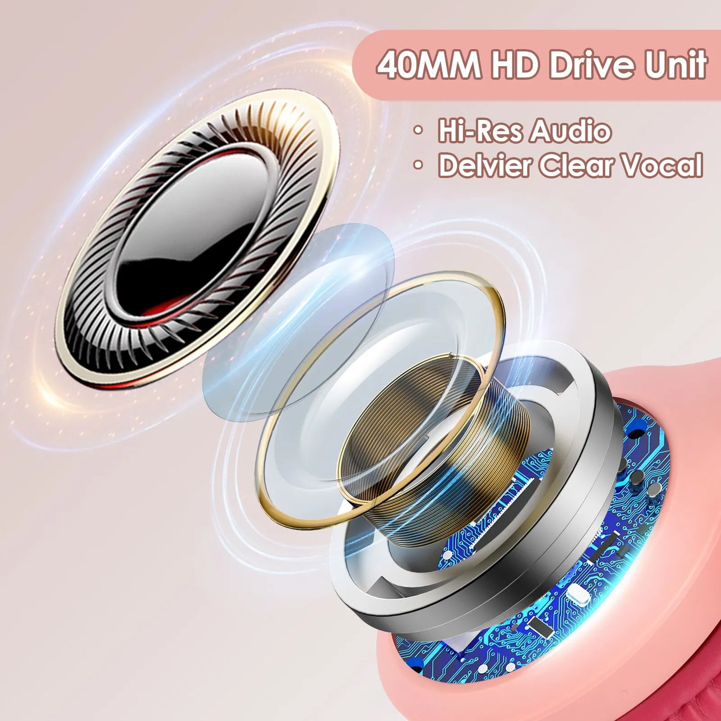 Wireless Bluetooth Headphones Pink&Blue Foldable Stereo Earphones Super Bass Noise Cancelling Mic For Laptop TV