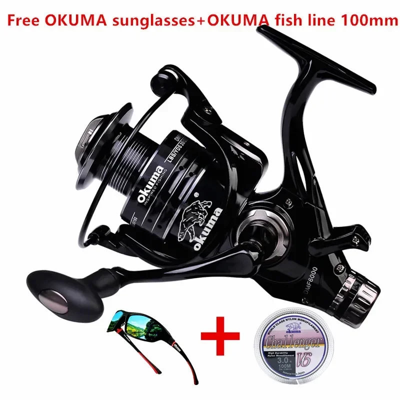 Original Okuma All Metal Wire Cup Professional Spinning Reel Fishing Boat 5.2:1 4.7:1 Rotating Drum 19KG Resistance Rotating Drum Fishing Drum 3000-6000 Series Lake River Ocean Fishing Accessories