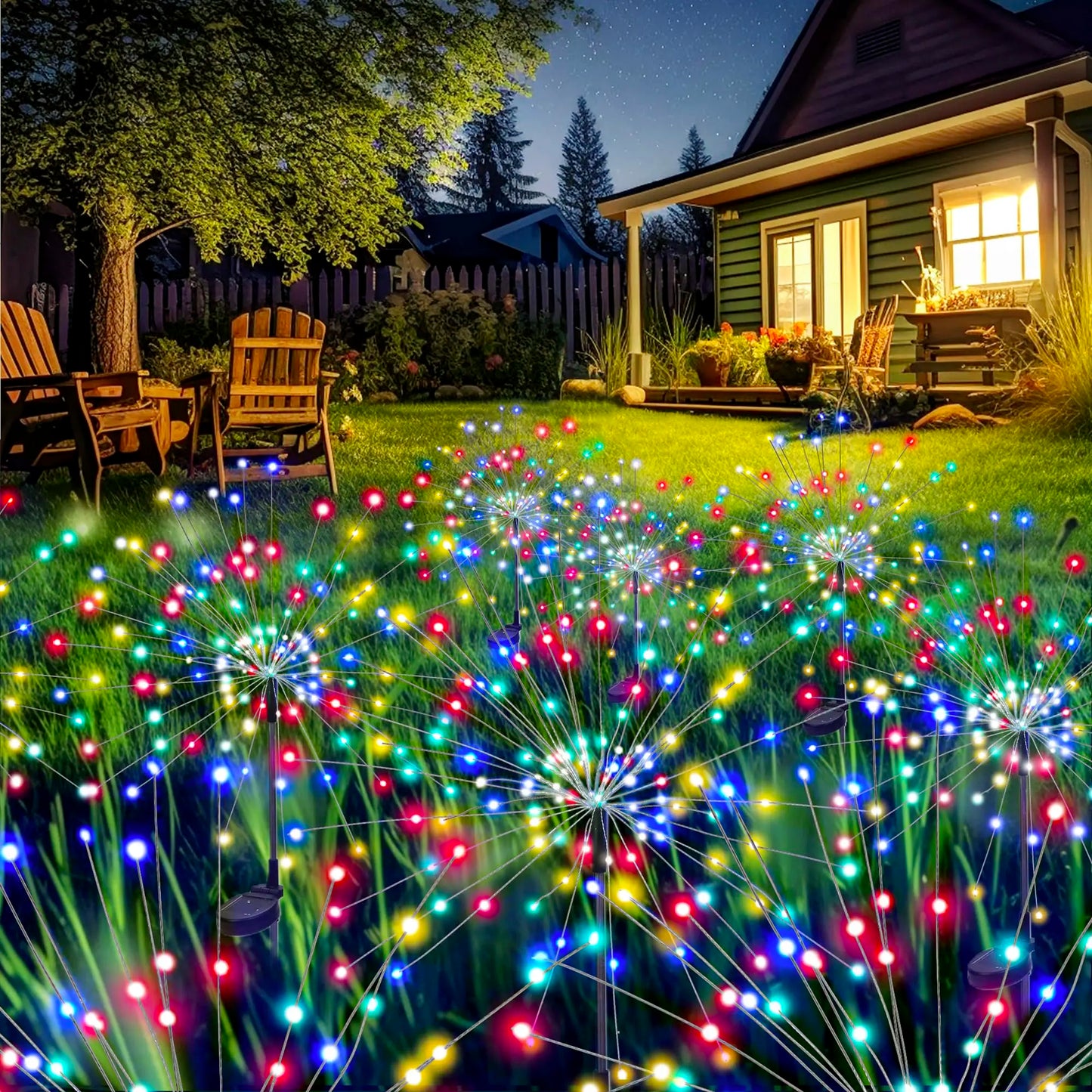 NEW 8PCS Set 200 LED Solar Firework Light Waterproof Outdoor 8 Lighting Modes Fairy String Light Christmas Lawn Lamp Garden Decoration