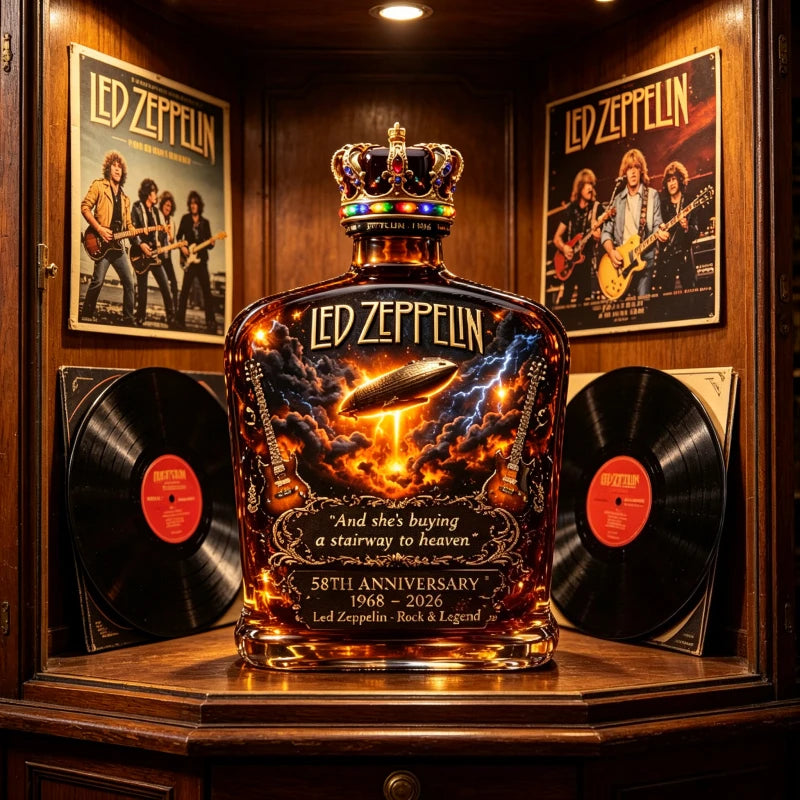 LED ZEPPELIN 58th Anniversary Whiskey Flask Portable Hip Flask Stainless Steel Whiskey Wine Bottle Decanter for Rock Fans Gift Home Bar Drinkware Night Club Pubs Barware Accessories