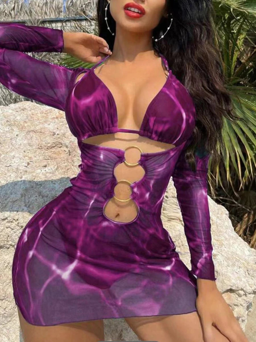 NEW Arrivals 3PCS Set 5 Colors Women Sexy Bikini Set 2025 & Drawstring Ring Link Beach Skirt Women Swimsuit Sexy Swimwear Female Bathers Bathing Swimming Girls Ladies Sexy Beach Wear Suit