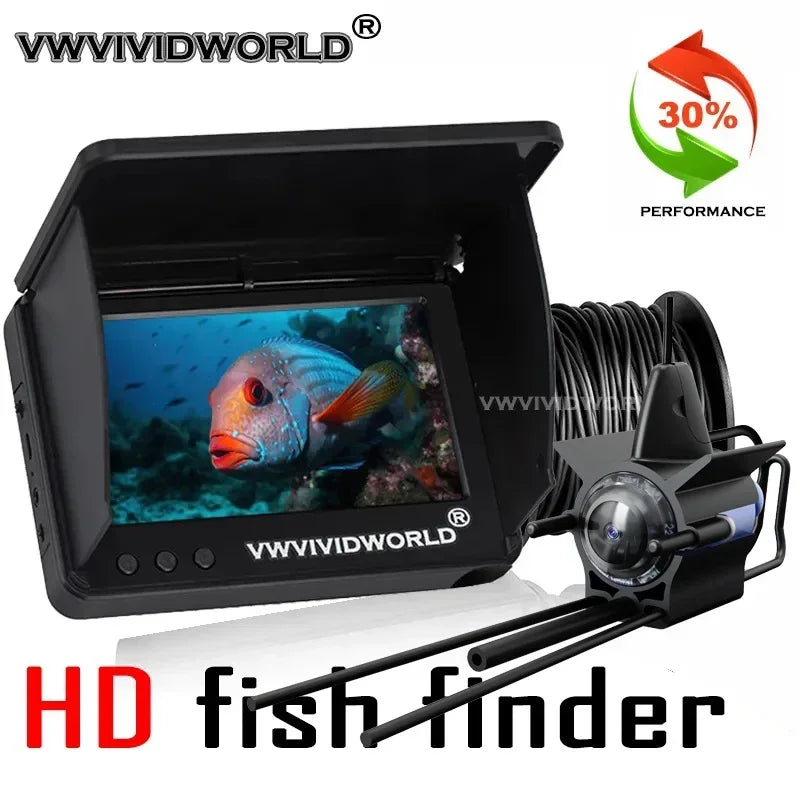HOT SALE New Underwater 220° HD/UHD, Professional Fishing Camera, Night Vision, Fish Finder Detector Fixed on Rod ,5.0/4.3 Inch, IPS LCD Display, Lithium ION Battery Long Endurance Ocean Lake River Fishing Supplies
