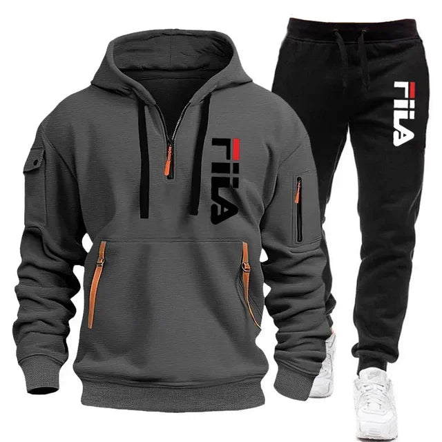 NEW Arrivals 2PCS Set S-3XL 4 Colors Spring and Autumn Street Men's Zipper Hoodie + Pants Outdoor Running Hiking Gym  Multi-Pocket Men's Casual Pullover Suit Sports Apparel Products