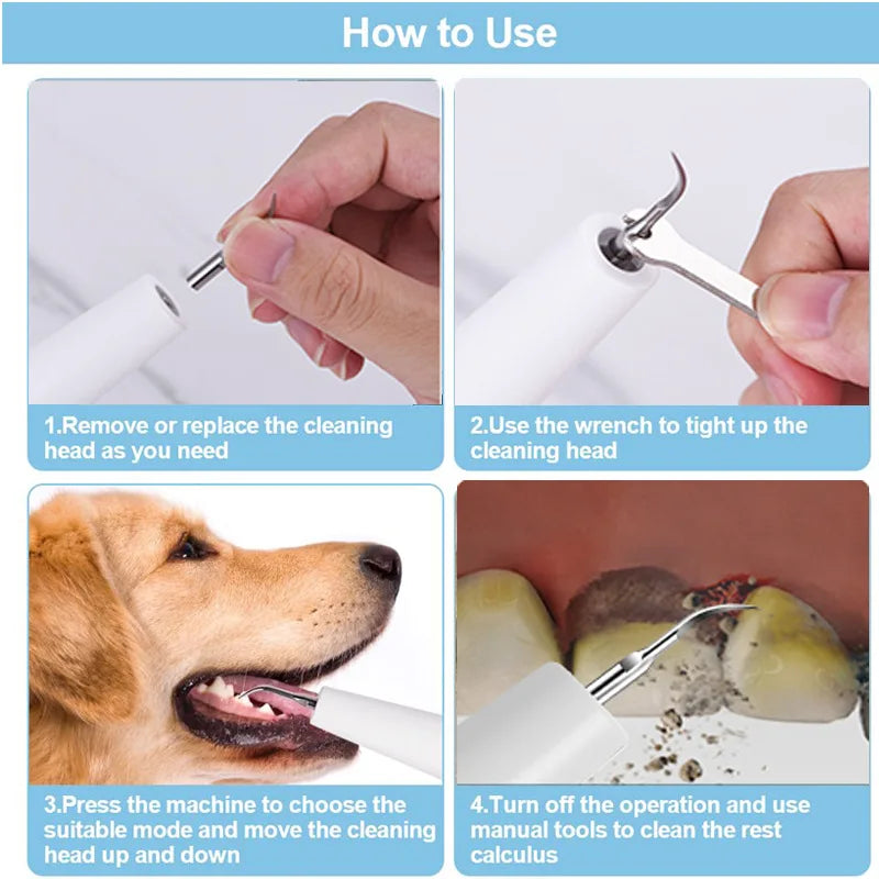 Ultrasonic Pet Teeth Scaler Dog Dental Calculus Remover Electric Dog Toothbrush Dog Cleaning Supplies Dog Accessories