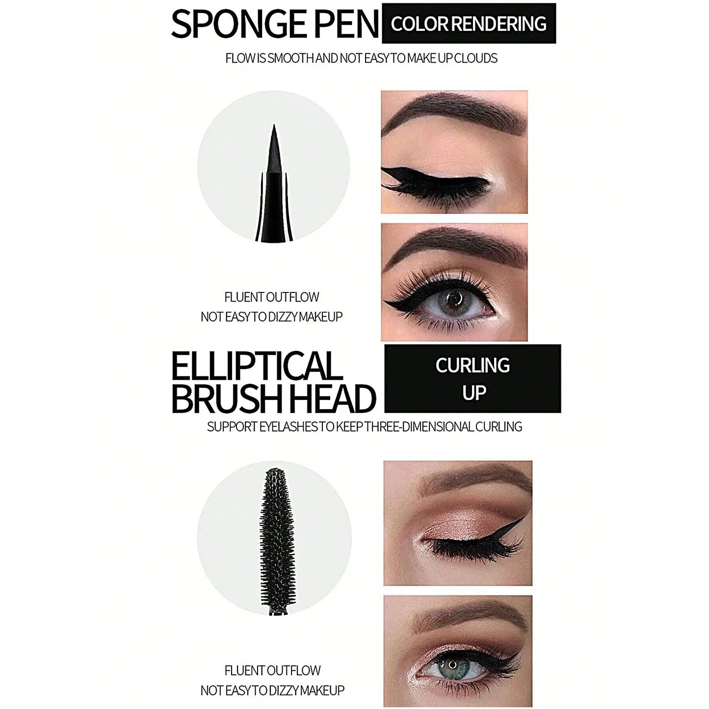 Liquid Eyeliner Pencil 4D Waterproof Mascara Set Cosmetics Eye Liner Thick Curling Mascara Eyebrow Pencil Eyes Makeup