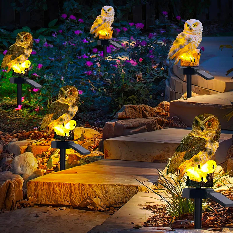 Outdoor LED Solar Owl Lights Waterproof Garden Decor Pathway Light For Halloween Christmas Patio Balcony Yard Solar Lawn Lamp