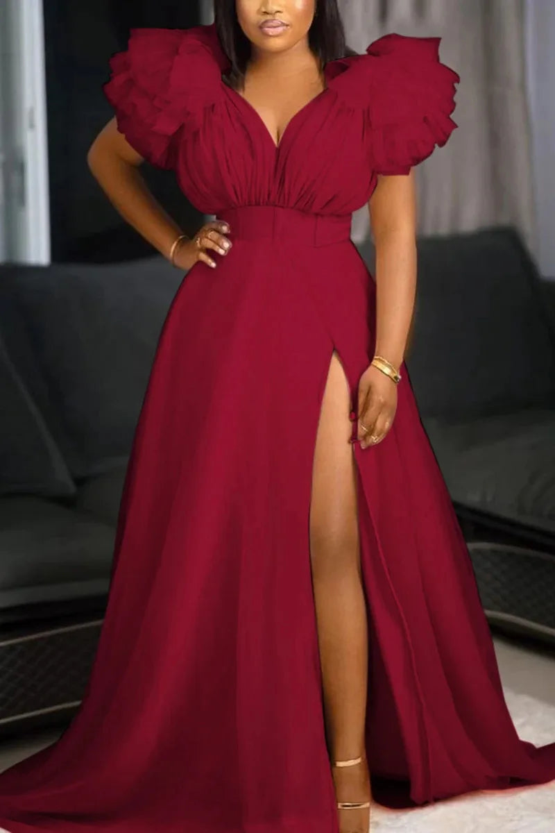L-5XL Plus Size 5 Colors African Dresses for Women Sexy African Sleeveless V-Neck Party Wedding Evening Long Dress Maxi Dress African Clothing Supplies