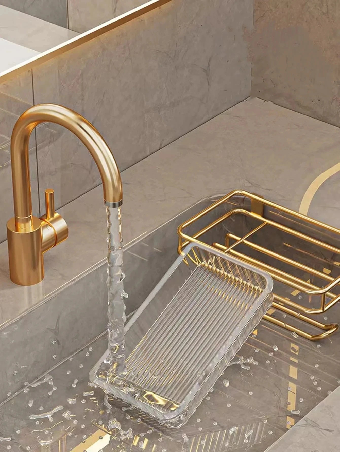 Light Luxury Bathroom Roll Paper Holder Tissue Box Free Punching Wall Hanging Toilet Organizer Phone Stand Bathroom Accessories