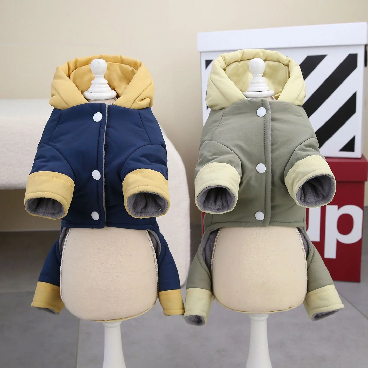 Waterproof Warm Dog Romper Clothes Winter Thicken Puppy clothing Cotton Padded Hooded For Small Pet Dog