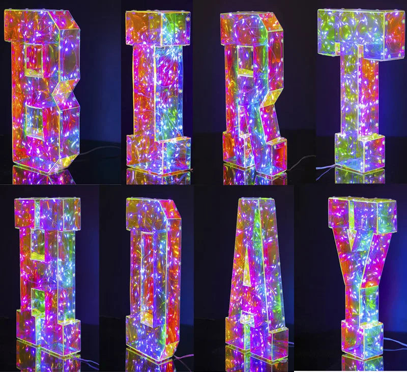 NEW Arrivals Novelty Laser Letters LED Luminous Alphabet Numbers Lights Illusory Christmas Decorative Lamps For Wedding Birthday Xmas New Year Eve Outdoor Garden Lawn Courtyard Decoration Accessories Supplies