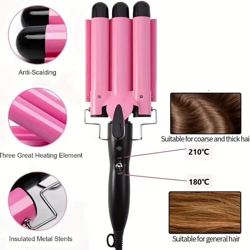 1pc Chicken Rolls Stick Instant Noodle Head Three Tube Curler Small Wavy Curler Big Curler Perm