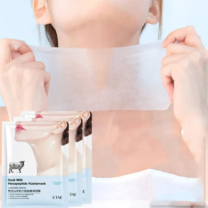 2-20 PCS Set Goat Milk Six Peptides Neck Mask Collagen Firming Necks Skin Care Mask Beauty Moisturizing Lift Firming Neck Skin Care Mask