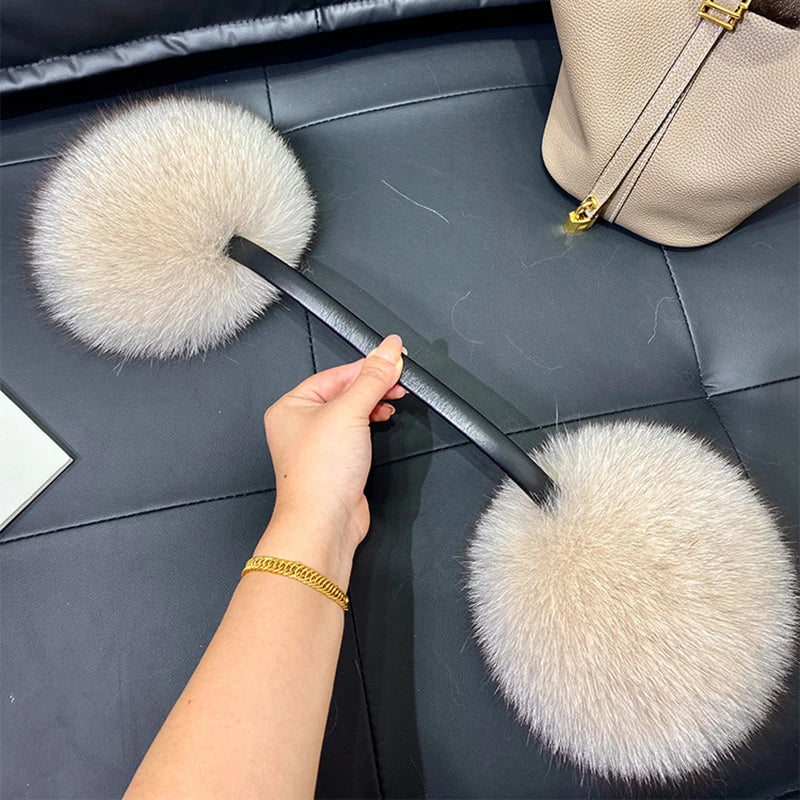 New Winter Real Fox Fur Earmuffs 14 Colors for Women Natural Fox Fur Scarves Dual use Genuine Warmer Plush Earmuff Outdoor Solid Fur Scarf