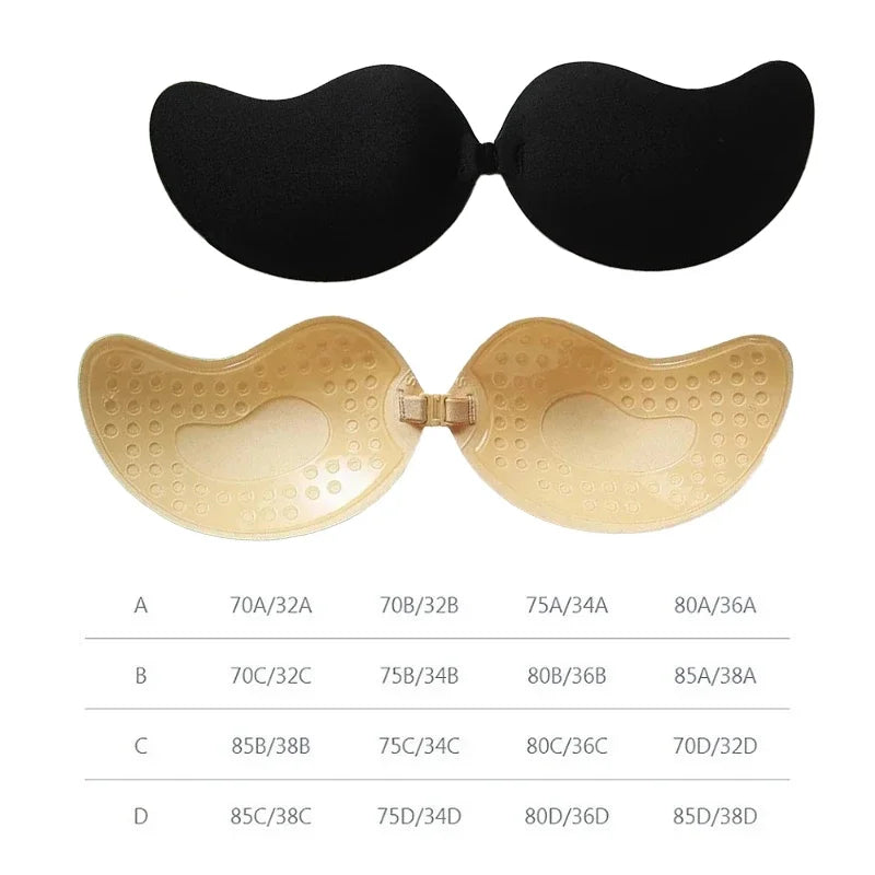 2PCS Set Invisible Strapless Adhesive Stick Bra Strapless Push Up Bras Women Lingerie Seamless Silicone Nipple Covers Bralette Ladies Girls Underwear Accessories Supplies